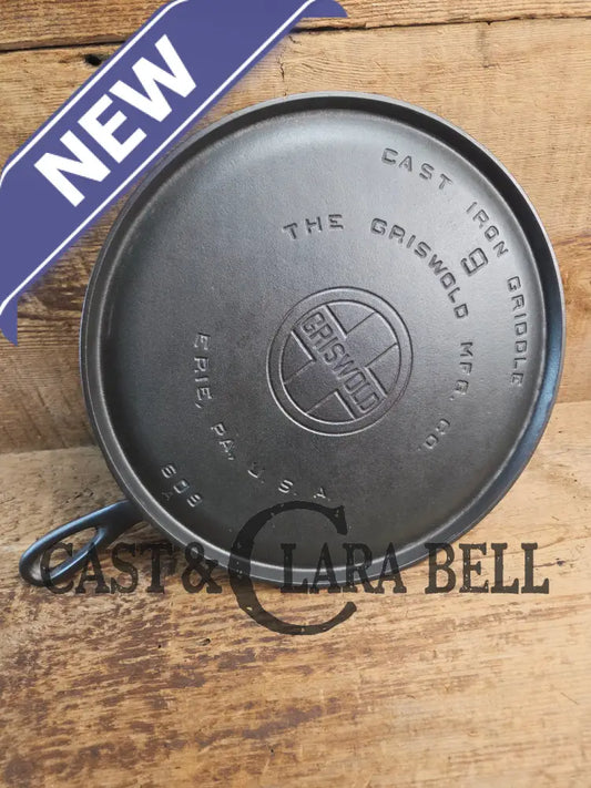 1930’s Griswold #9 Cast Iron Griddle Large Block logo ’Erie PA USA,’609’’. Awesome for pancakes and grilled cheese!