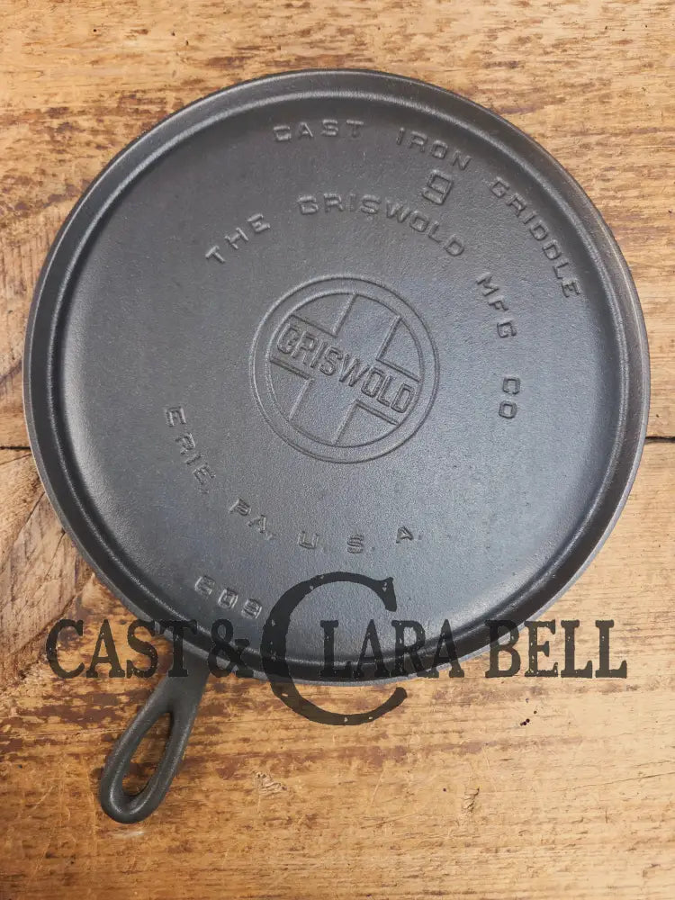 1930’s Griswold #9 Cast Iron Griddle Large Block logo ’Erie PA USA,’609’’. Awesome for pancakes and grilled cheese!