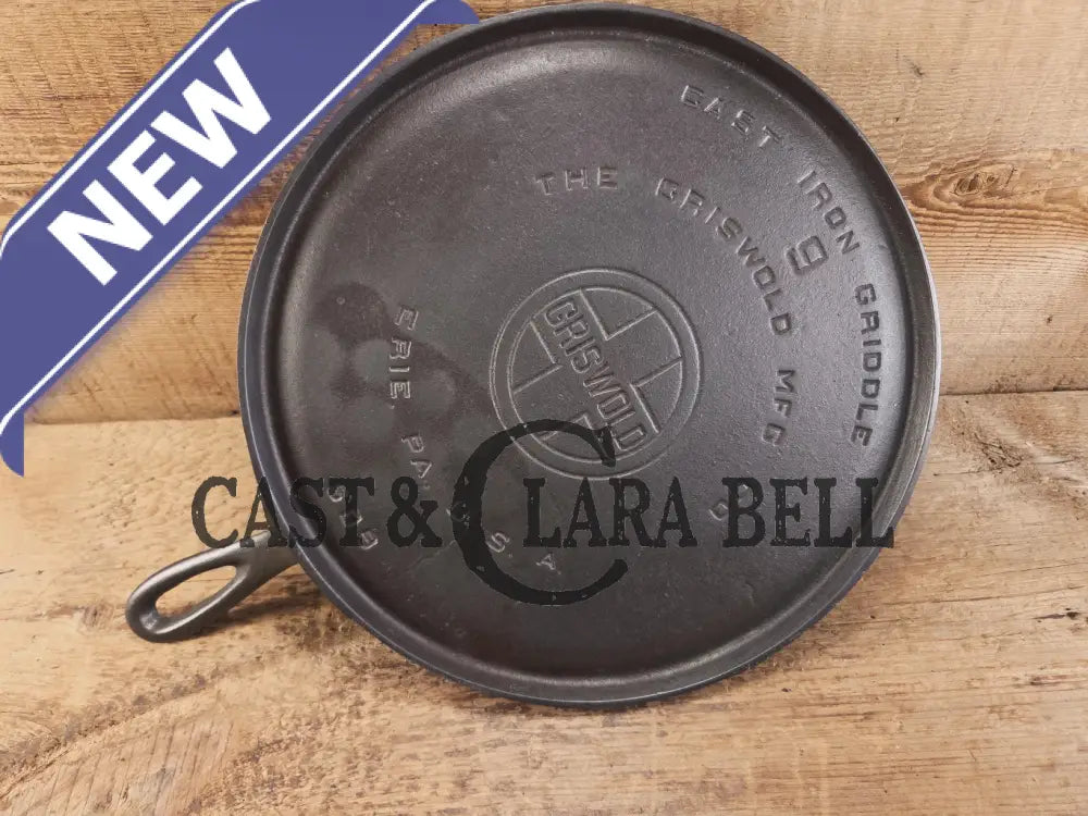 1930’s Griswold #9 Cast Iron Griddle Large Block logo ’Erie PA USA,’609’’. Awesome for pancakes and grilled cheese!