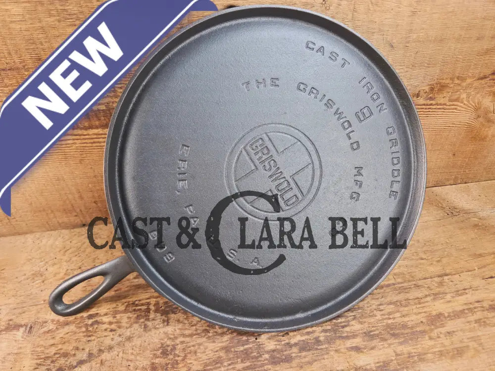 1930’s Griswold #9 Cast Iron Griddle Large Block logo ’Erie PA USA,’609’’. Awesome for pancakes and grilled cheese!