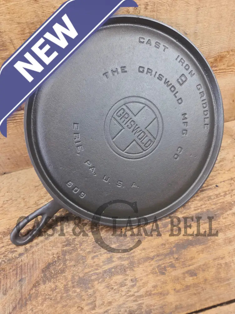 1930’s Griswold #9 Cast Iron Griddle Large Block logo ’Erie PA USA,’609’’. Awesome for pancakes and grilled cheese