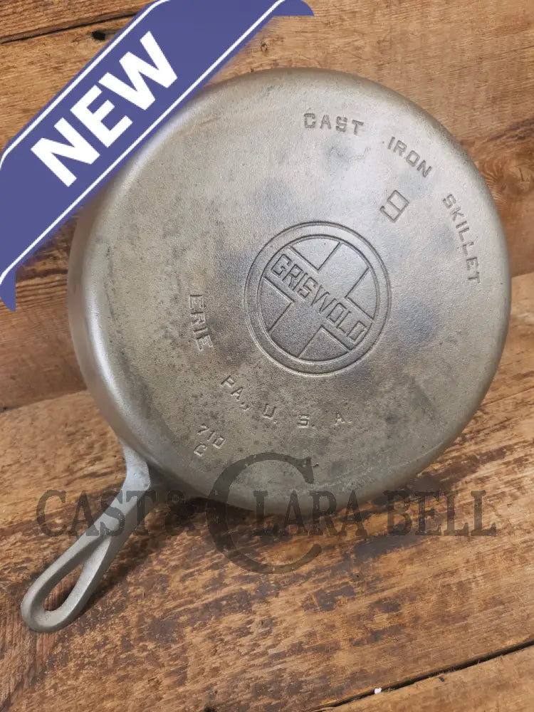 1930’s Griswold #9 Skillet with Large Block Logo Smooth Bottom and cool chrome finish! 710 C - Skillet