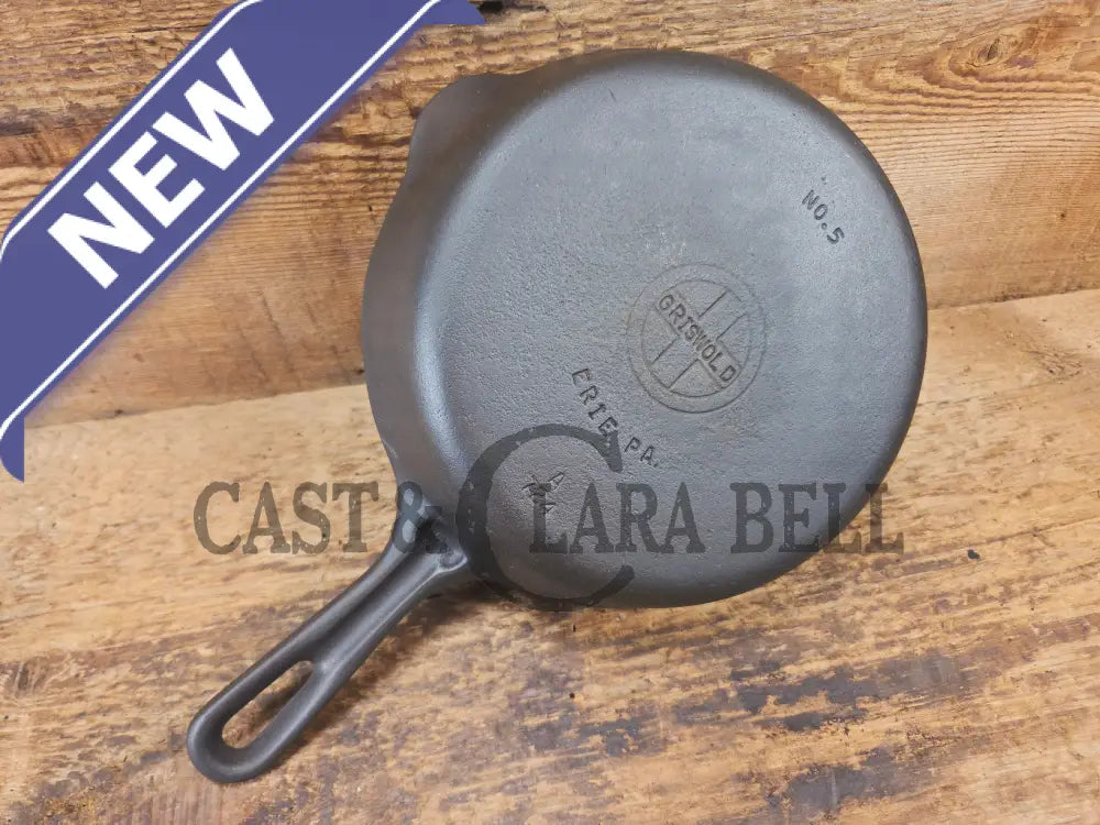 1930’s Griswold No. 5 Saute Skillet Small Logo Grooved Handle Smooth Bottom 724 - Skillet