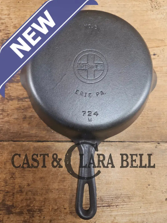 1930’s Griswold No. 5 Saute Skillet Small Logo Grooved Handle Smooth Bottom 724 M. Restored and Ready to Use! Skillet