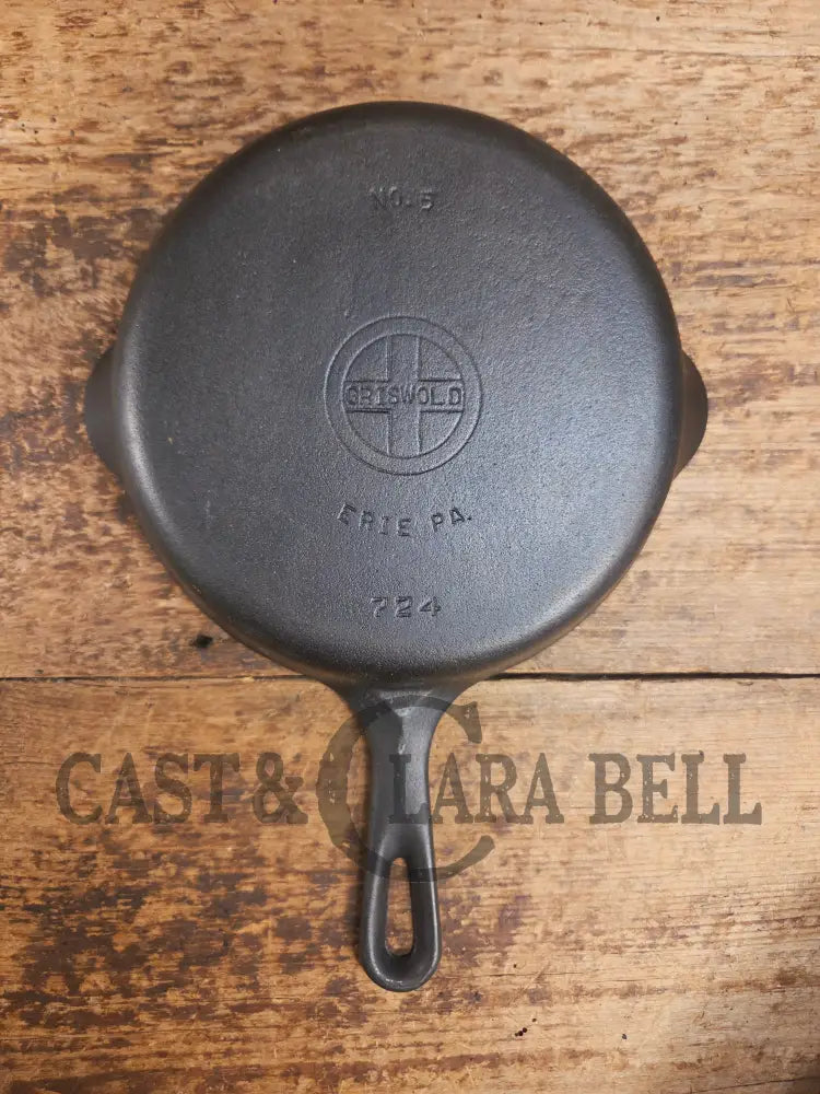 1930’s Griswold No. 5 Saute Skillet Small Logo Smooth Bottom 724 Skillet