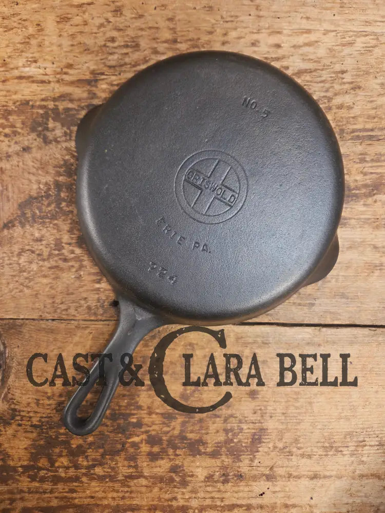 1930’s Griswold No. 5 Saute Skillet Small Logo Smooth Bottom 724 Skillet