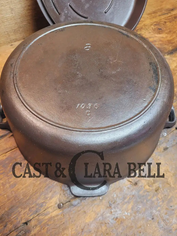 1930S Griswolds Iron Mountain Series #8 Dutch Oven (1036C) With Lid (1037 B). Ready To Make Stews