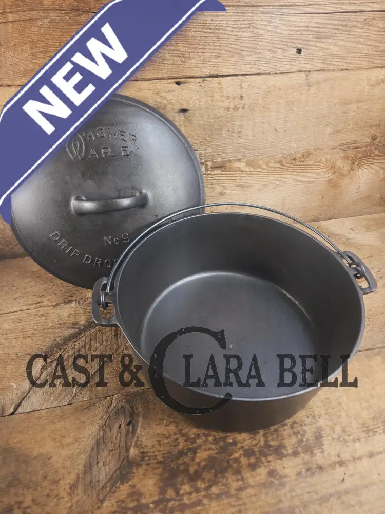1930’s Wagner #9 Round Roaster Dutch Oven with fully marked Drip Drop Roaster Lid with Raised Lettering! Dutch Ovens