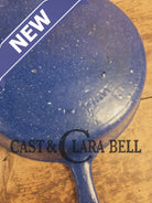 1930’s Wagner Unmarked #8 Cast Iron Sautee Skillet with blue speckled enamel! SC24 Skillet