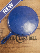 1930’s Wagner Unmarked #8 Cast Iron Sautee Skillet with blue speckled enamel! SC24 Skillet