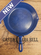 1930’s Wagner Unmarked #8 Cast Iron Sautee Skillet with blue speckled enamel! SC24 Skillet