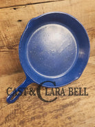 1930’s Wagner Unmarked #8 Cast Iron Sautee Skillet with blue speckled enamel! SC24 Skillet