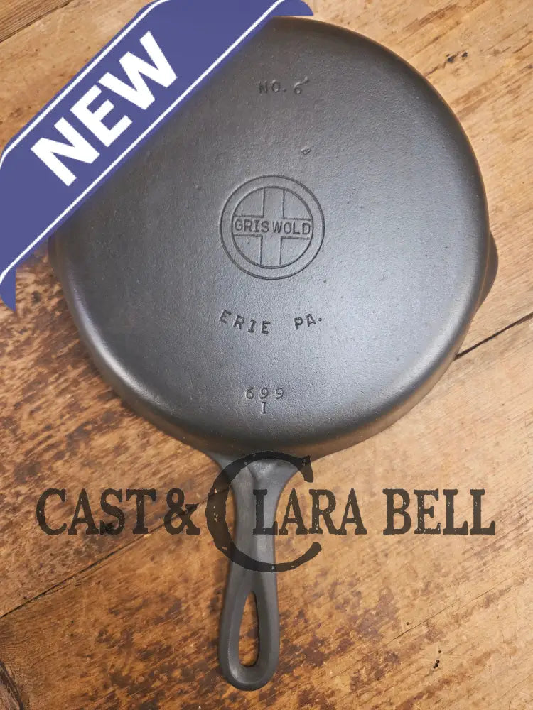 1940’s Griswold #6 Cast Iron Skillet with Small Block Logo and Smooth Bottom 699 I Skillet