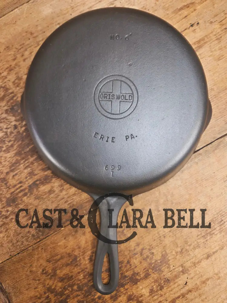 1940’s Griswold #6 Cast Iron Skillet with Small Block Logo and Smooth Bottom 699 I Skillet