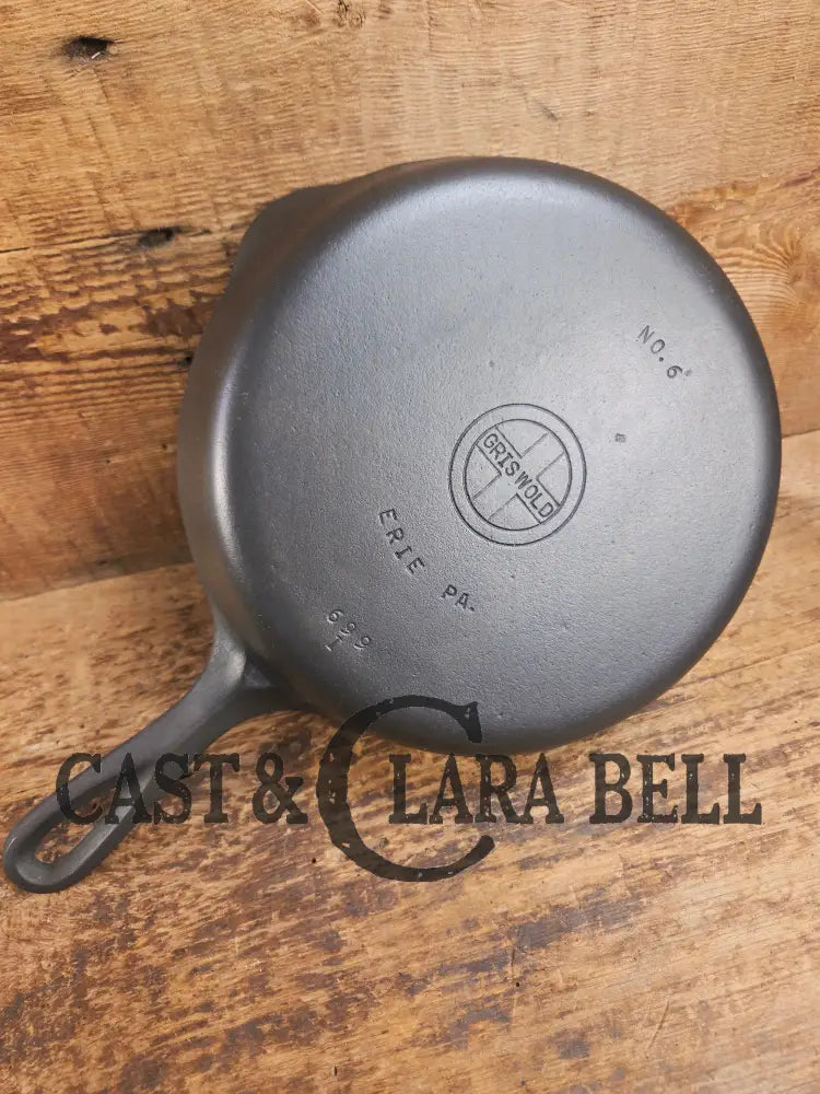 1940’s Griswold #6 Cast Iron Skillet with Small Block Logo and Smooth Bottom 699 I Skillet