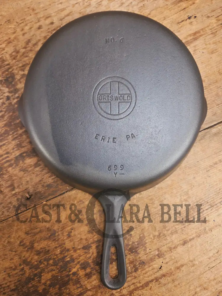 1940’s Griswold #6 Cast Iron Skillet with Small Block Logo and Smooth Bottom 699 Y Skillet