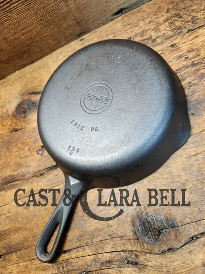 1940’S Griswold #6 Cast Iron Skillet With Small Block Logo Flat Handle And Smooth Bottom 699 W.