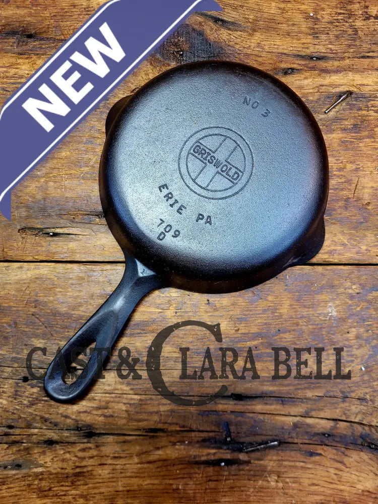 1940’S Griswold No. 3 Cast Iron Egg Skillet With Small Block Logo 709 D