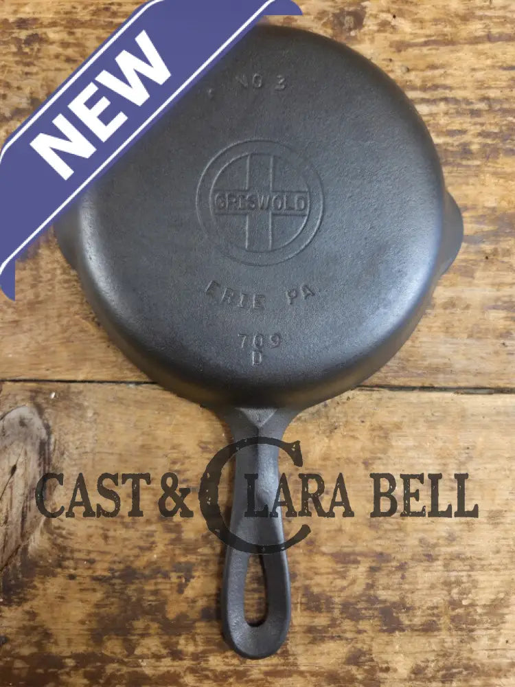 1940’s Griswold No. 3 Cast Iron Egg Skillet with Small Block Logo 709 D Skillet