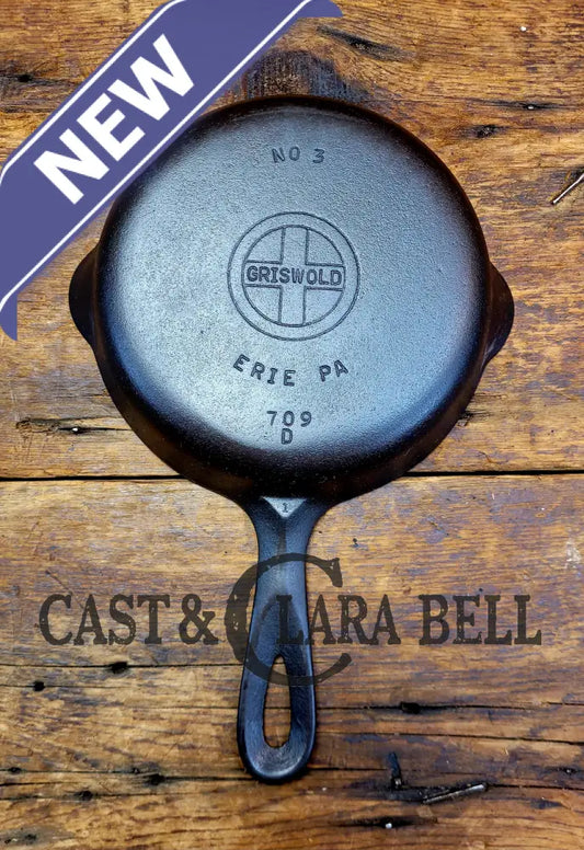 1940’S Griswold No. 3 Cast Iron Egg Skillet With Small Block Logo 709 D