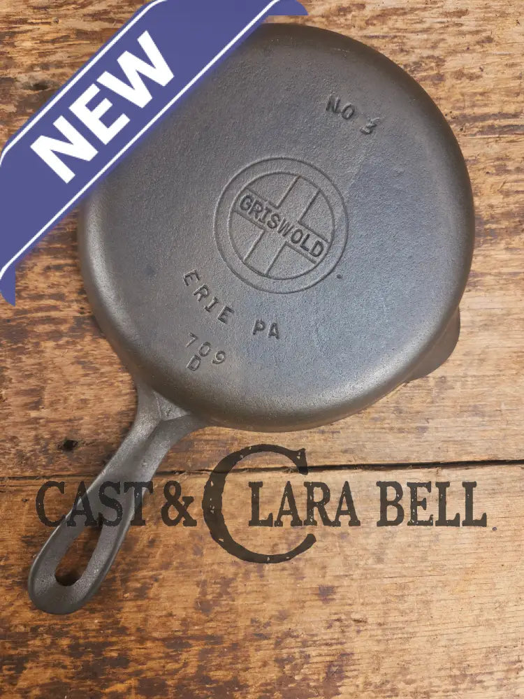 1940’s Griswold No. 3 Cast Iron Egg Skillet with Small Block Logo 709 D Skillet