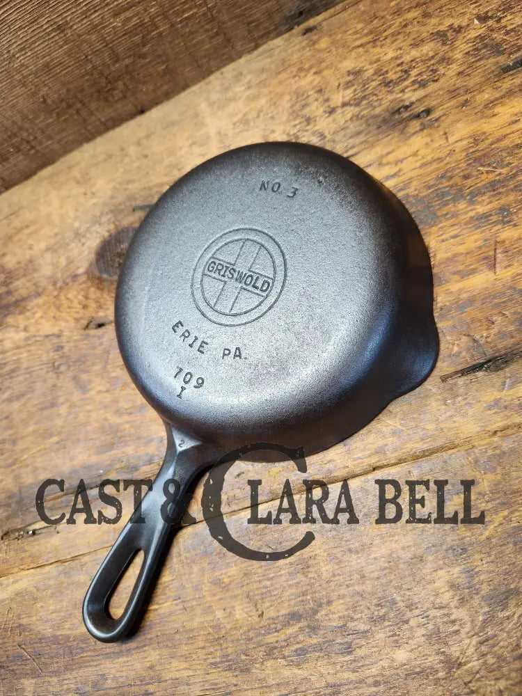 1940’S Griswold No. 3 Cast Iron Egg Skillet With Small Block Logo 709 I