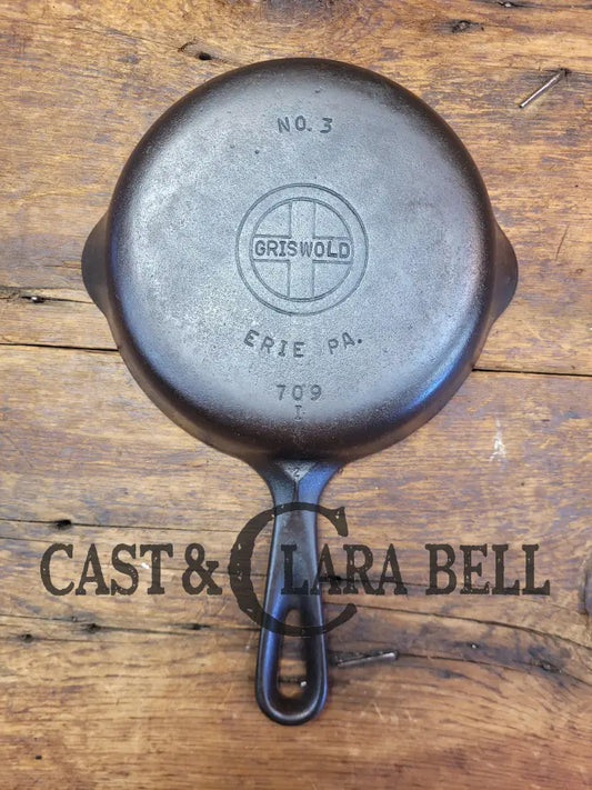 1940’S Griswold No. 3 Cast Iron Egg Skillet With Small Block Logo 709 I