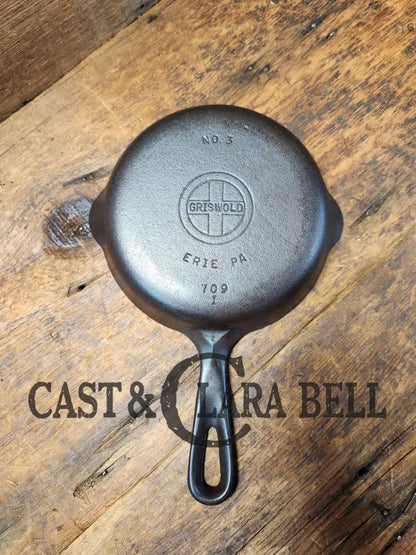 1940’S Griswold No. 3 Cast Iron Egg Skillet With Small Block Logo 709 I