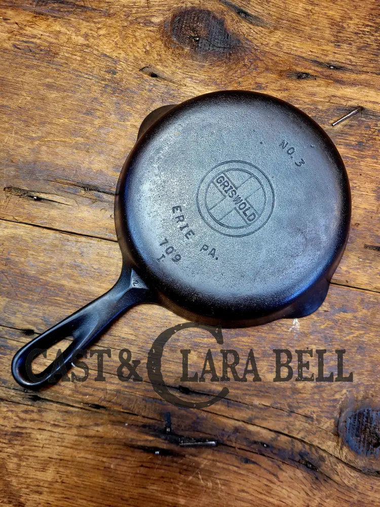 1940’S Griswold No. 3 Cast Iron Egg Skillet With Small Block Logo 709 I