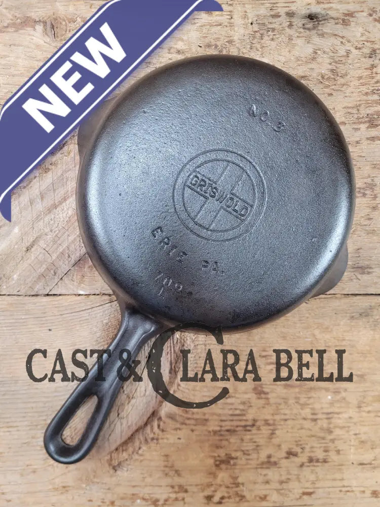 1940’S Griswold No. 3 Cast Iron Egg Skillet With Unique Grooved Handle 709 L