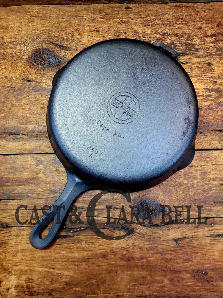 1940’S Griswold No. 7 Hinged Cast Iron Skillet With Small Block Logo 2507. Lid Not Included