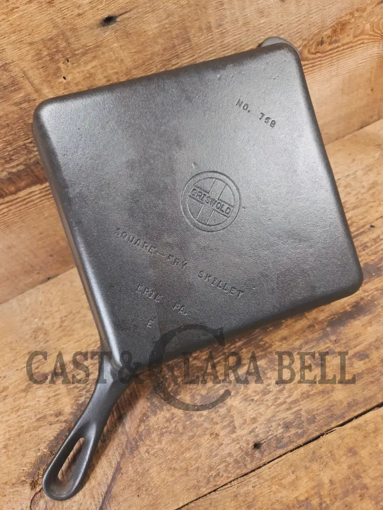 1940’s Griswold No. 768 Square-Fry Skillet with Small Block Logo Erie PA ’E’ - Skillet