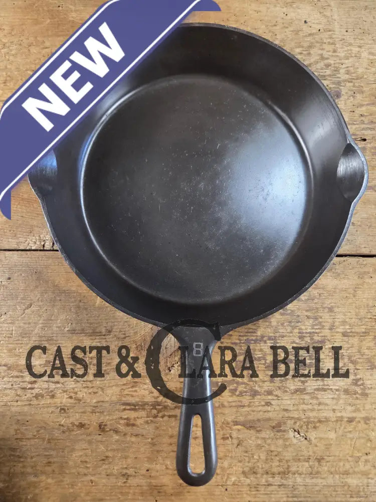 1940’s Griswold No. 8 Cast Iron Skillet with GROOVE handle and Small Block Logo 704 E. In beautiful condition. Almost