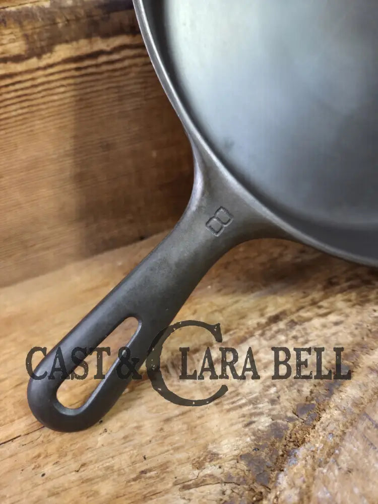 1940’s Griswold No. 8 Cast Iron Skillet with GROOVE handle and Small Block Logo 704 F. In beautiful condition. Almost