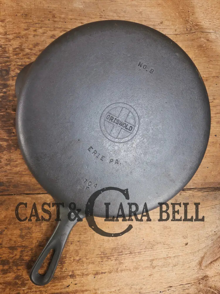 1940’s Griswold No. 8 Cast Iron Skillet with Small Block Logo 704 F Skillet