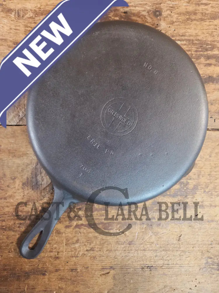 1940’s Griswold No. 8 Cast Iron Skillet with Small Block Logo 704 T - Skillet