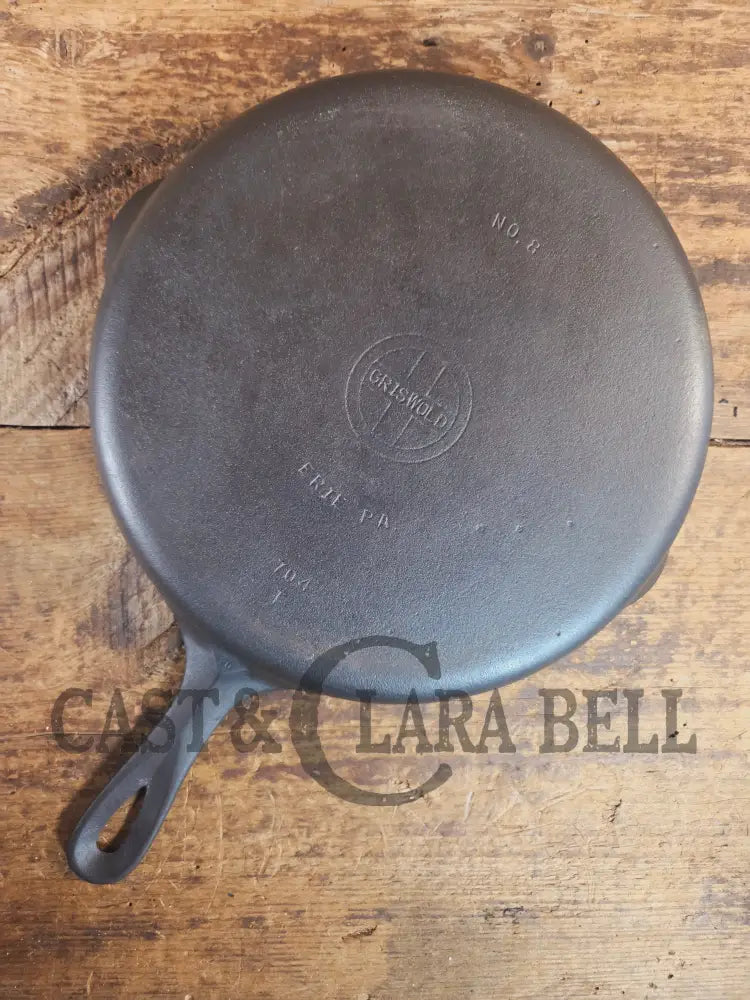 1940’s Griswold No. 8 Cast Iron Skillet with Small Block Logo 704 T - Skillet