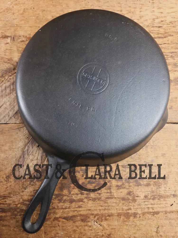 1940’s Griswold No. 8 Cast Iron Skillet with Small Block Logo and Smooth Bottom 704 Skillet