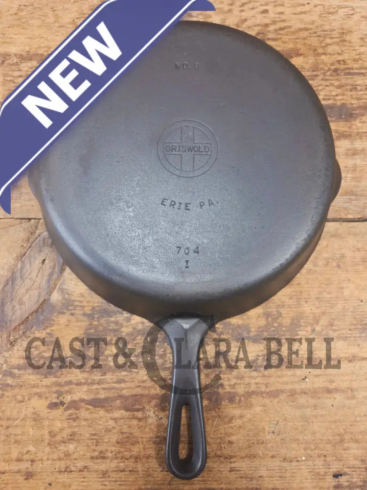 1940’s Griswold No. 8 Cast Iron Skillet with Small Block Logo and Smooth Bottom 704 I - Skillet
