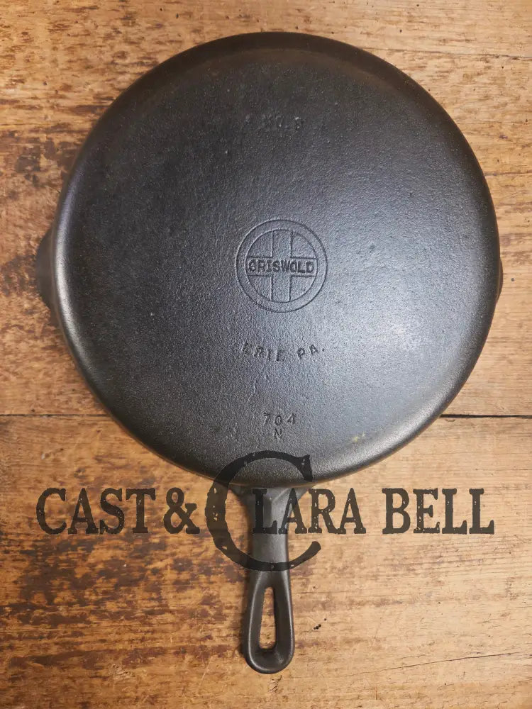 1940’s Griswold No. 8 Cast Iron Skillet with Small Block Logo and Smooth Bottom 704 N Skillet