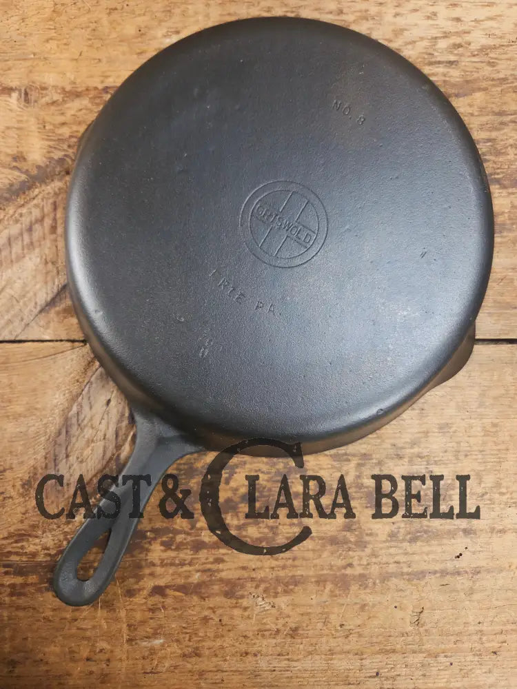 1940’s Griswold No. 8 Cast Iron Skillet with Small Block Logo and Smooth Bottom 704 U Skillet