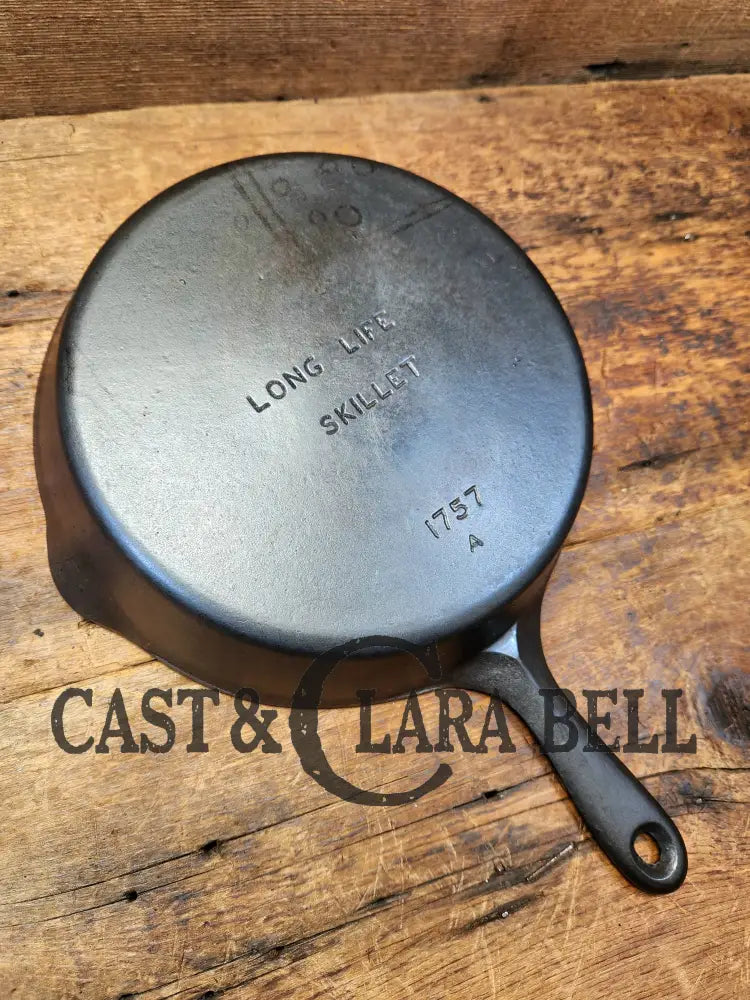 1940’S Hard To Find Wagner’s Long Life #7 Cast Iron Skillet 1757. Great Gift!!