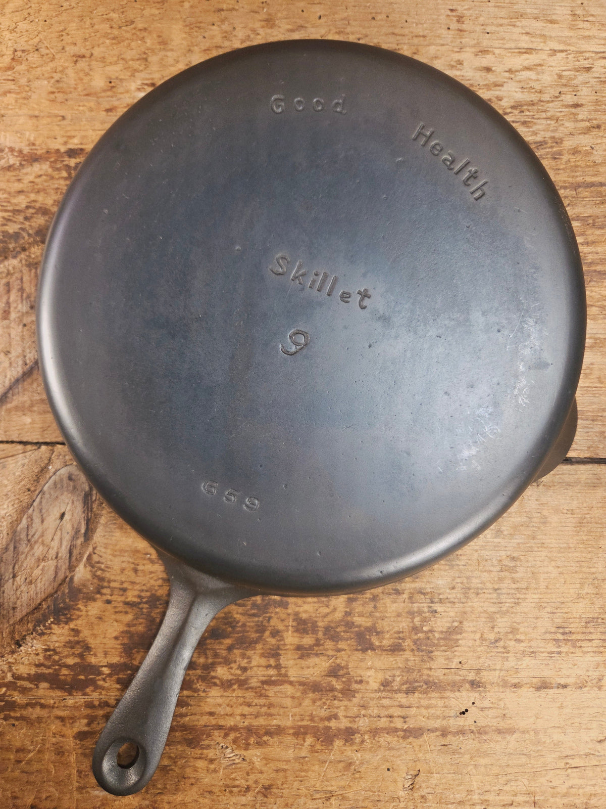 Very cool skillet. Griswold’s Good Health #9 Cast Iron Skillet 659. Classic Department store piece! Skillet