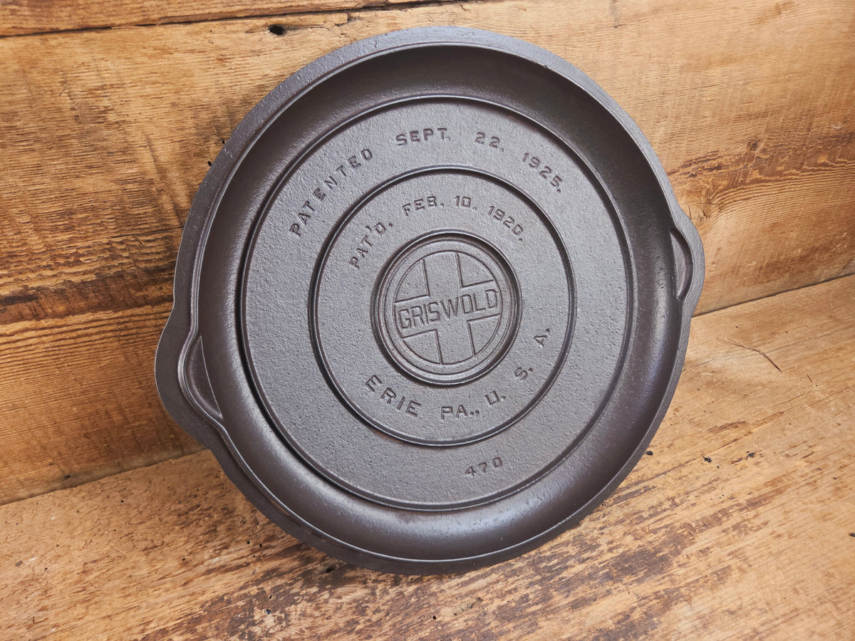 Need a lid? Hard to find 1920’s Griswold No. 10 Skillet Lid with Large Block Logo 470 Skillet