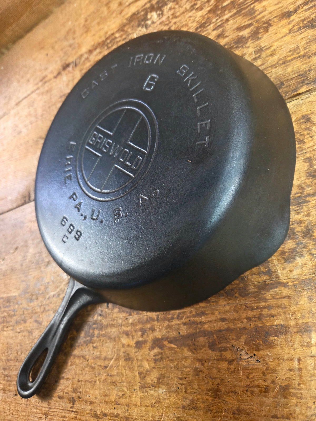 1920’s Griswold #6 Skillet with Large Block Logo and Smooth Bottom 699 C Skillet