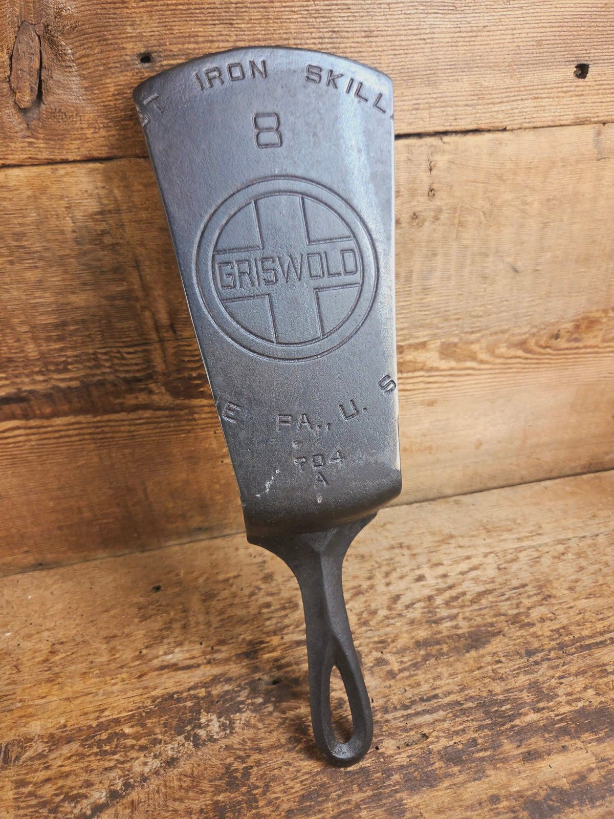 Custom #8 704 Griswold Cast Iron Skillet Spatula. Reclaimed from 1930’s Griswold Block EPU skillet. Awesome gift for