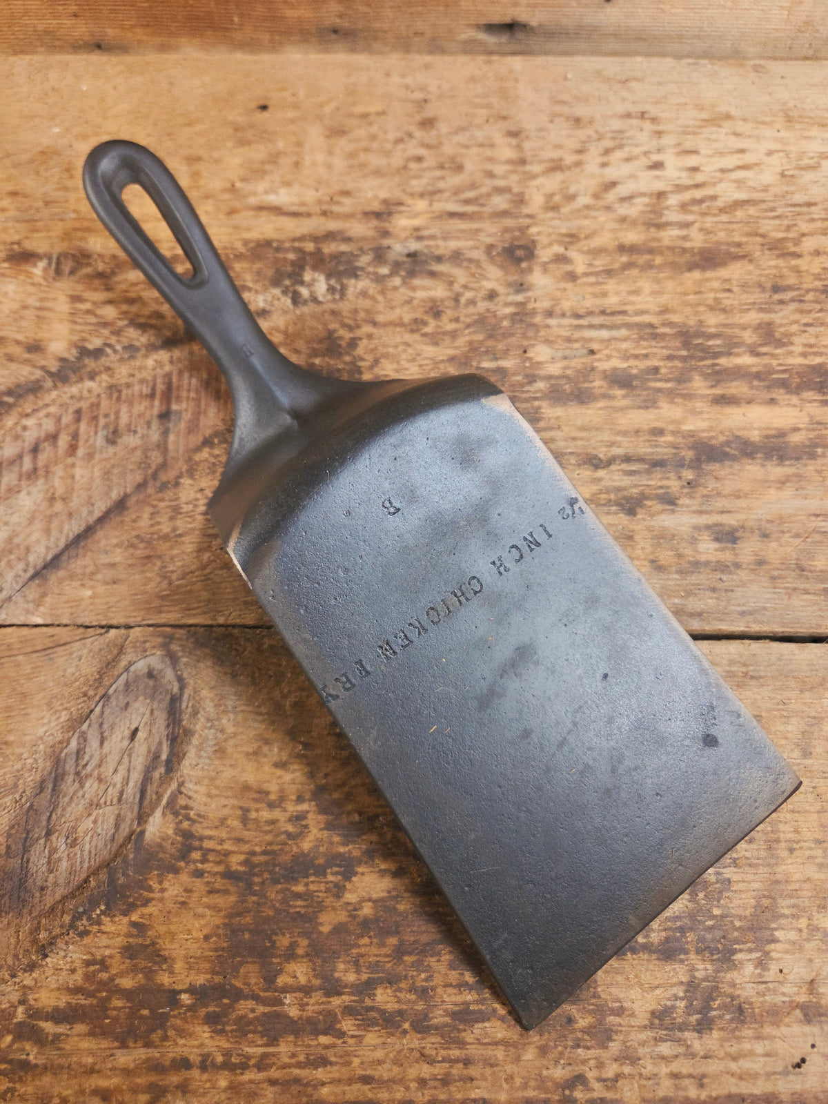 Custom one of a kind Repurposed Spatula. Made from 1940’s Era Wagner #8 DEEP Chicken Fryer. Awesome for the home
