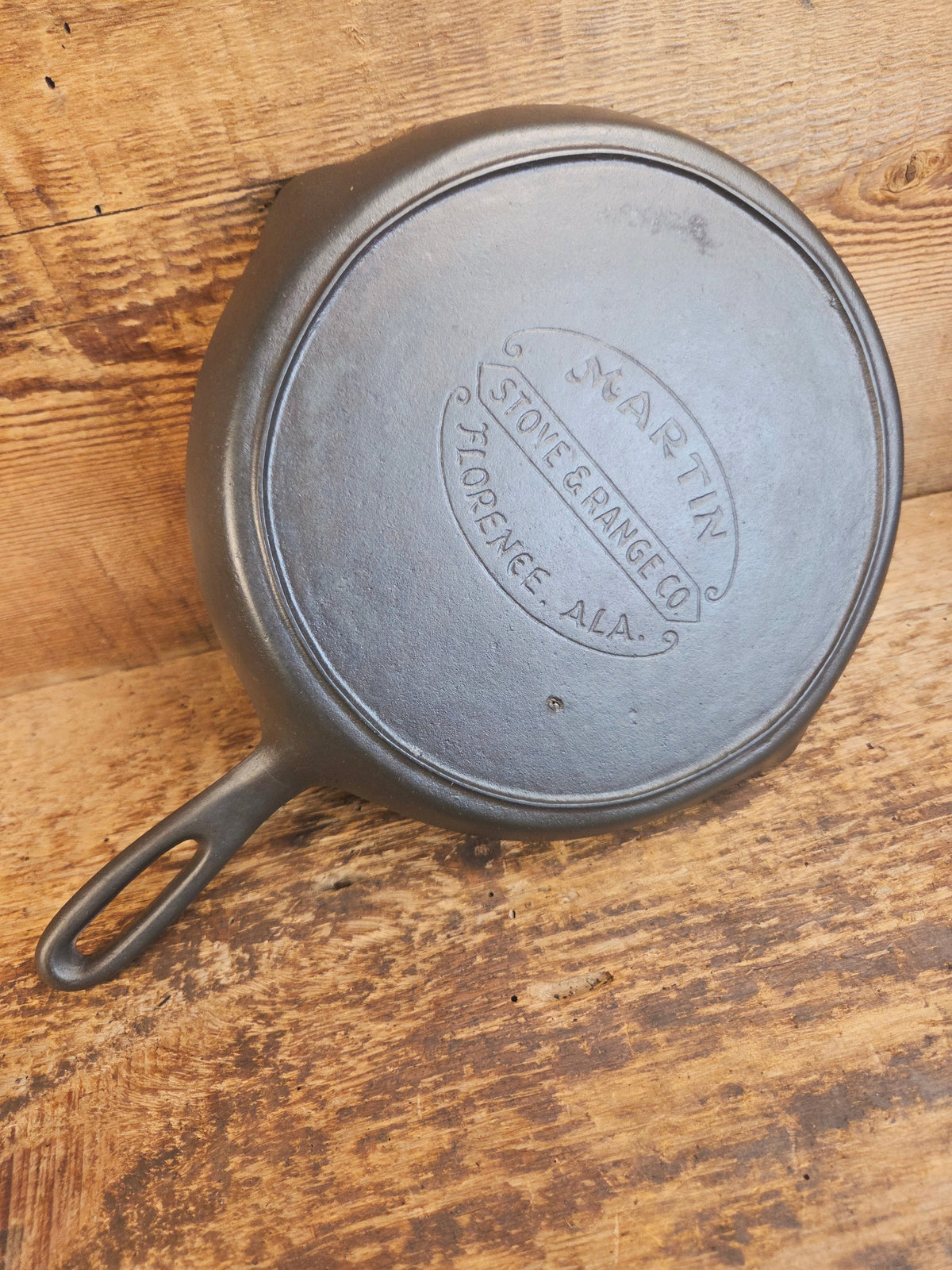 Gorgeous and harder to find Martin Stove & Range No. 7 Skillet Griddle with Hamburger Logo. Versatile restored and