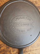 Gorgeous and harder to find Martin Stove & Range No. 7 Skillet Griddle with Hamburger Logo. Versatile restored and