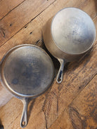 TWO skillets in one! 1920’s Era Wagner Combo Cooker 1401/1401. Nickel Outside Black Iron Inside - Skillet